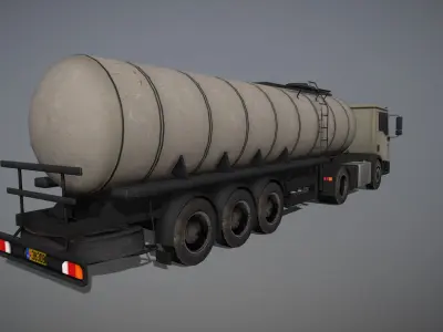 Big Truck With Trailer Low-poly 3D model