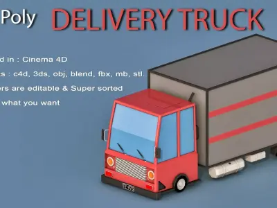 Cartoon Delivery Truck Low-poly 3D model