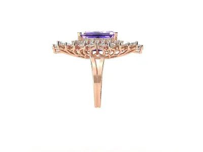 R00014 amethyst and diamond ring 3D print model