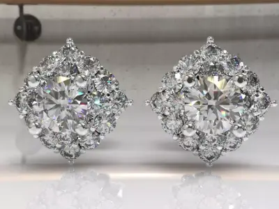 Timothes Diamond Earing 3D JewelryModel Printable 3D ER4 3D print model