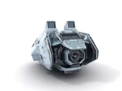 Futuristic White Spaceship model pack Low-poly 3D model