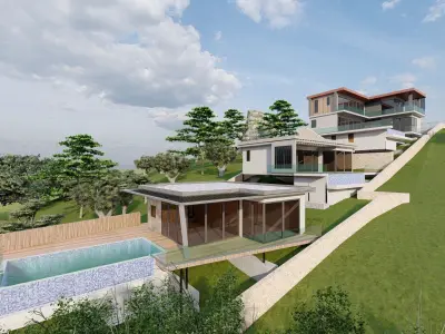 modern Villas Steel construction 3D model