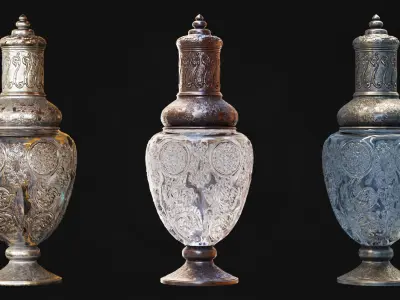 Victorian silver mounted Stourbridge glass 3D model