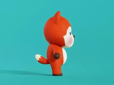 Fox Cartoon Character Chibi Kawaii Low-poly 3D model