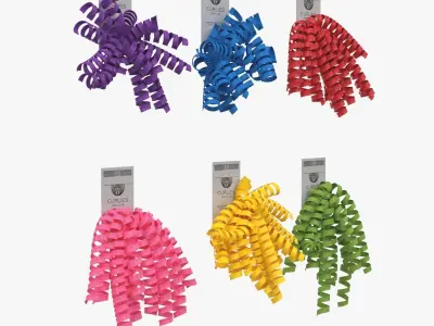 Jillson Roberts 6 Count Self Adhesive Gift Wrap Curly Bows 3D model