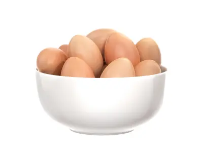 White Bowl with Eggs 3D model