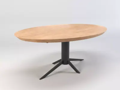 Table - round table - meeting table - wood table - dining table Low-poly 3D model