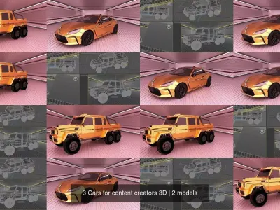 3 Cars for content creators 3D 3D Model Pack