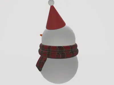 Stylized Low-Poly Snowman Decoration Figure Set Low-poly 3D model