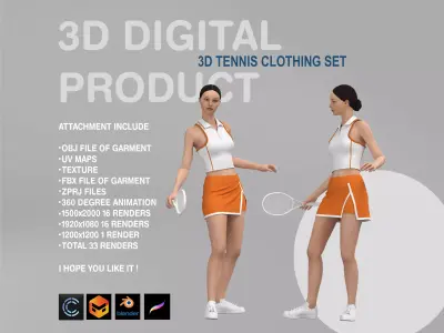 Female Tennis Set 3D model