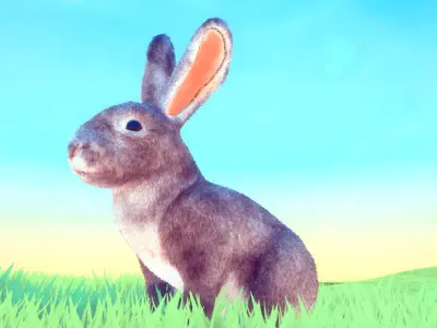 Realistic Rabbits Low-poly 3D model