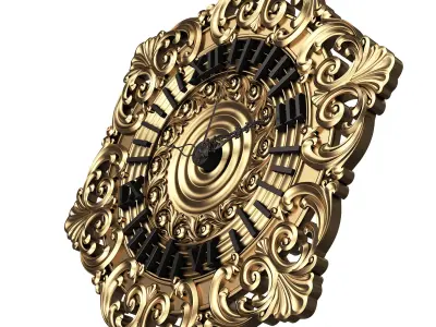 Classic Wall Clock 07 Gold Low-poly 3D model