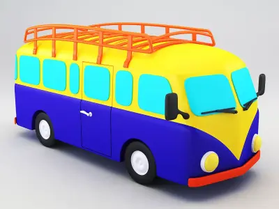 Toy Retro Bus 3D model