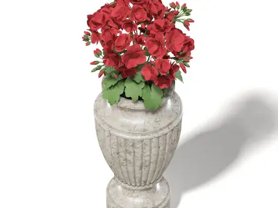 Stone Vase with Flowers 3D Model 3D model