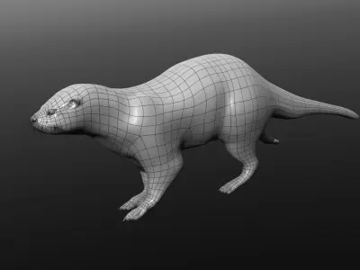 Otter in desert 3D model