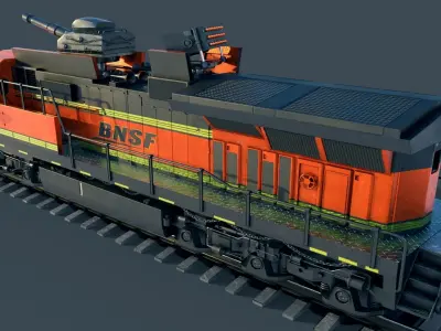 Train Engine Armoured with weapons 3D model