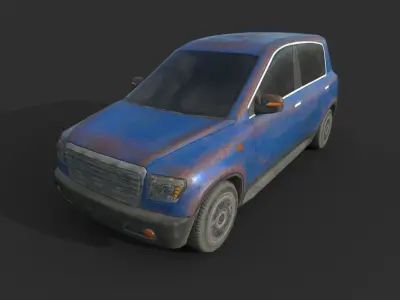 Generic Hatchback 01 Rusty Blue Low-poly 3D model