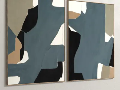 Plaster Two Photo Frame E-43 Low-poly 3D model