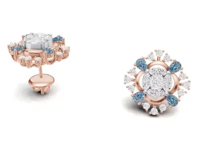 Classic Designer Diamond Cluster Earring With Gemstone  3D print model