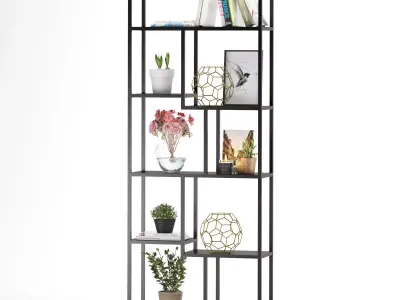decorative shelf with decorative collection 3D model