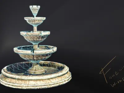 Old  Medieval Fountain  Free low-poly 3D model