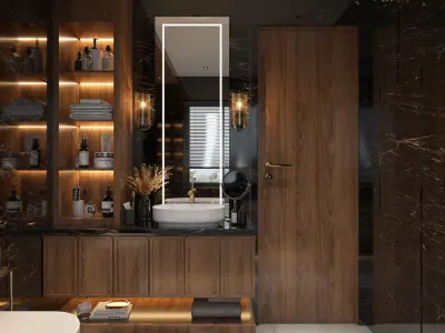 bathroom modern with walls and marble floors Low-poly 3D model