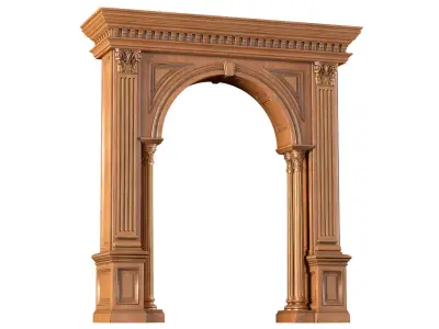 Arched doorway wood Arch in classic style 3D model
