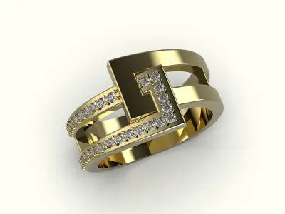 Luxury ring silver gold jewelry printable 3D model 3D print model