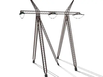 Electricity Pole 11 Weathered Low-poly 3D model