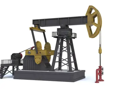 Oil Pumpjack Rigged and Animated Low-poly 3D model