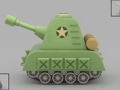 Cartoon tank 1 Low-poly 3D model