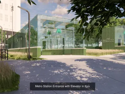 Three Subway Station Entrances with Elevator in Kyiv 3D Model Collection