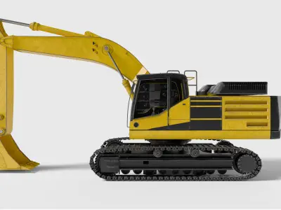 Excavator 3D Model - High Poly Construction Vehicle 3D model