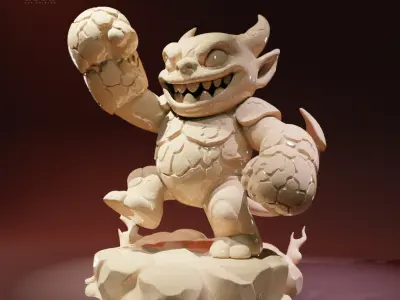 Fire Imp Commander - Stylized Lava Beast Miniature 3D print model