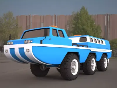 ZIL-49061 water and land vehicle 3d model 3D model