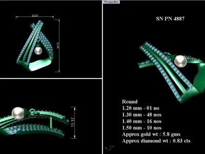 Pendant Earrings combo - 4887 3D print model