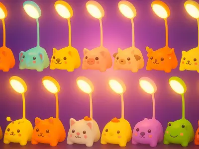 Animal Desk Lamp Pack 01  Low-poly 3D model