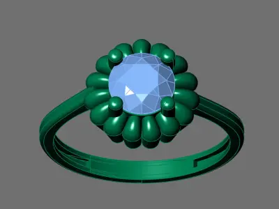 Womens Rings With Stone Ring Ready STL 3DM Models Rings women 3D print model 36