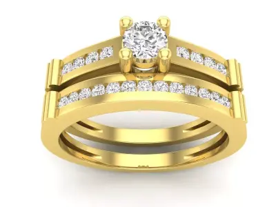 AV 635 Diamond Bridal Engagement Ring Set With Matching Band 3D print model