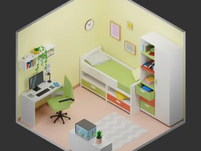 Simple apartment interiors pack 2 Low-poly 3D model