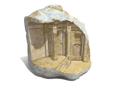Ruined Temple Stone Artifact  Free low-poly 3D model