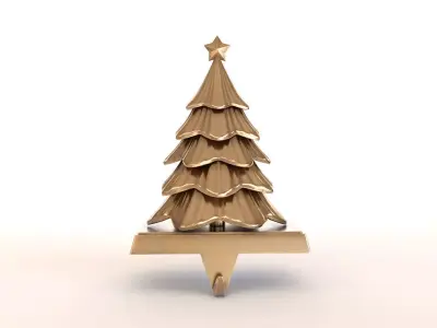 Pine Tree Shaped Christmas Stocking Hanger 3D model