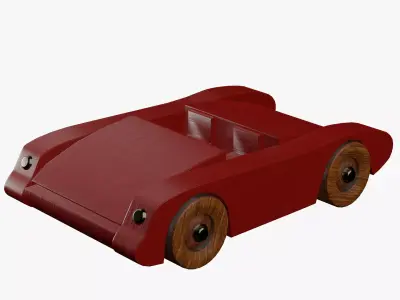 Wooden painted toy sports car 3D model