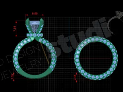 Luxury detail brilliant rings with gems 3d model 3D print model