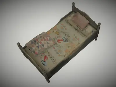 Old Bed 3D model 3D model