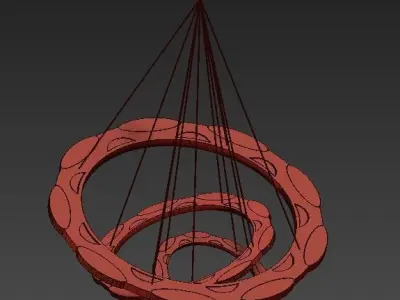 Luxury modern chandelier led circle ring 3D model