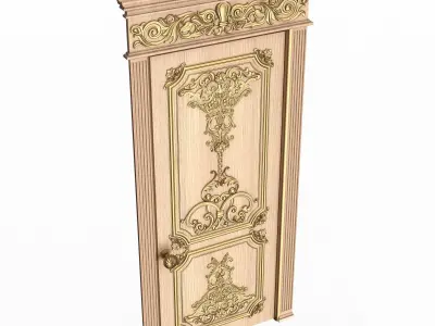 Carved Door Classic 0802 Wood Low-poly 3D model