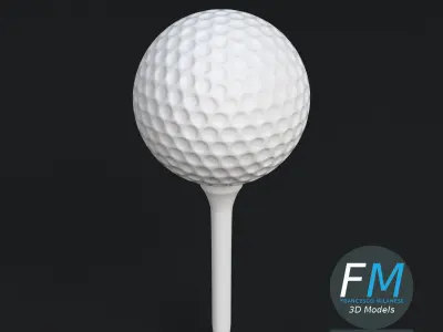 Golf ball and Tee set 3D model