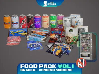 Food Pack - VOL 1 - Snack and Vending Machine - PBR Game Ready Low-poly 3D model