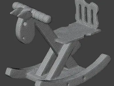 Wooden Rocking Horse Toy 3D Scan Low-poly 3D model